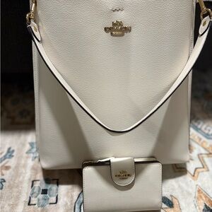 Coach Ivory Shoulder Bag and Wallet Set